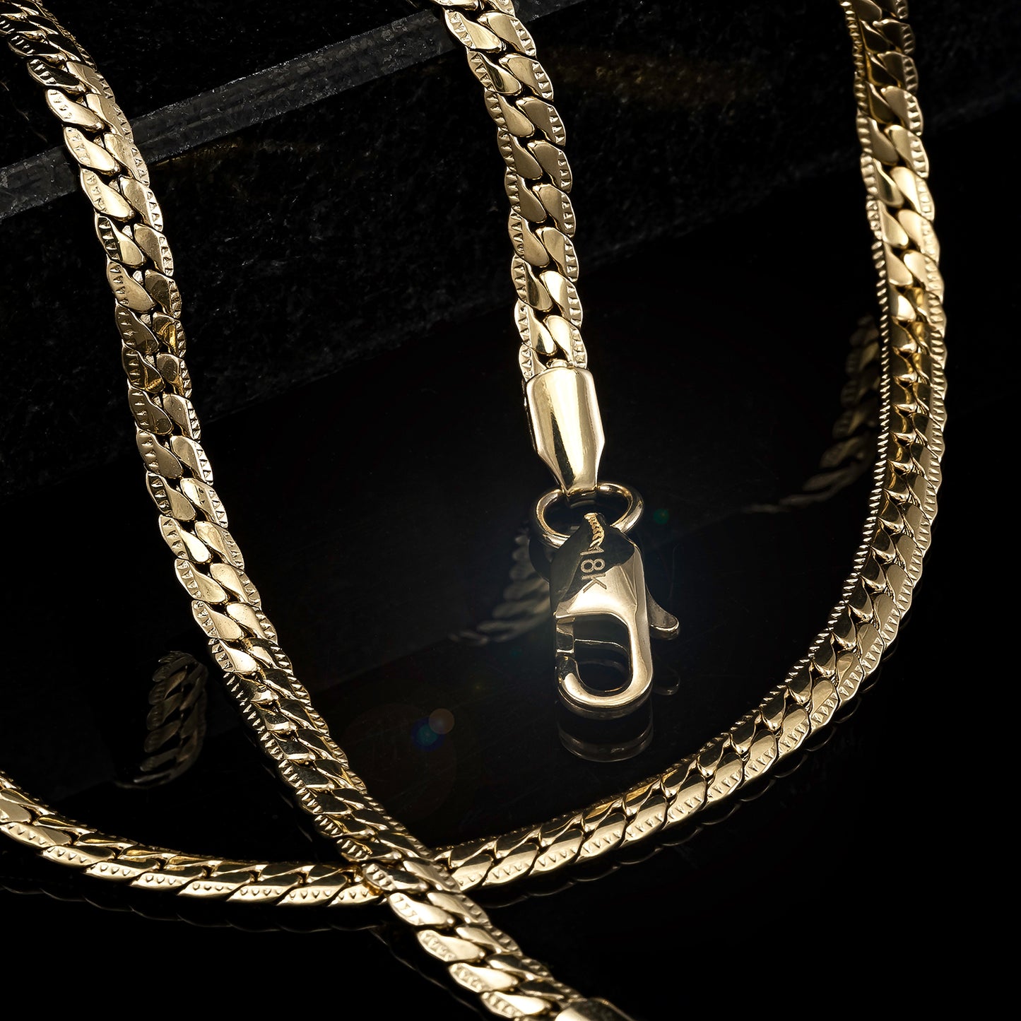 CADENA GRABADA EMIRATOS ORO LA. 18K + CAJA DE LUJO GRATIS + 40% OFF + ENVÍO GRATIS + GARANTÍA VITALICIA