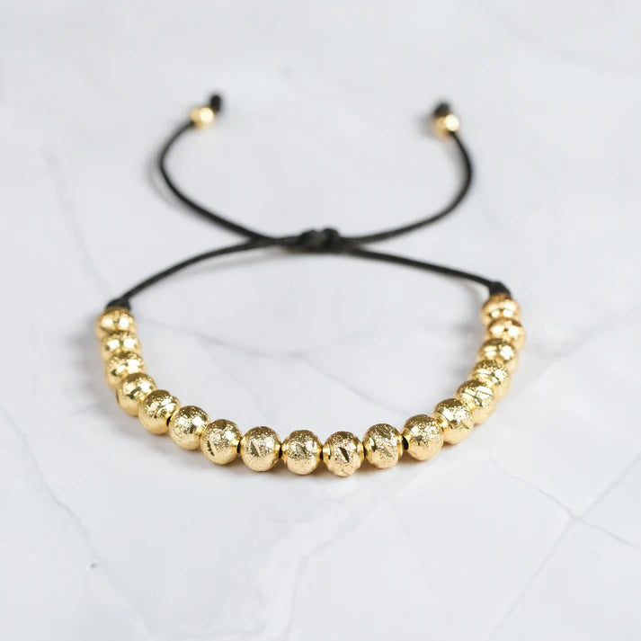 MANILLA HILO NEGRO DIAMANTADA — (UNISEX) — 5MM