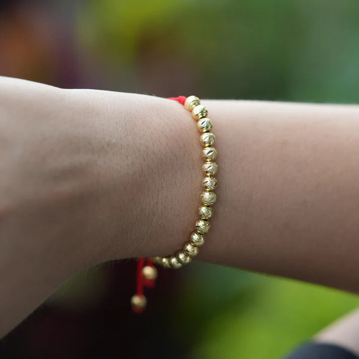 MANILLA HILO ROJO DIAMANTADA — (UNISEX) — 4MM