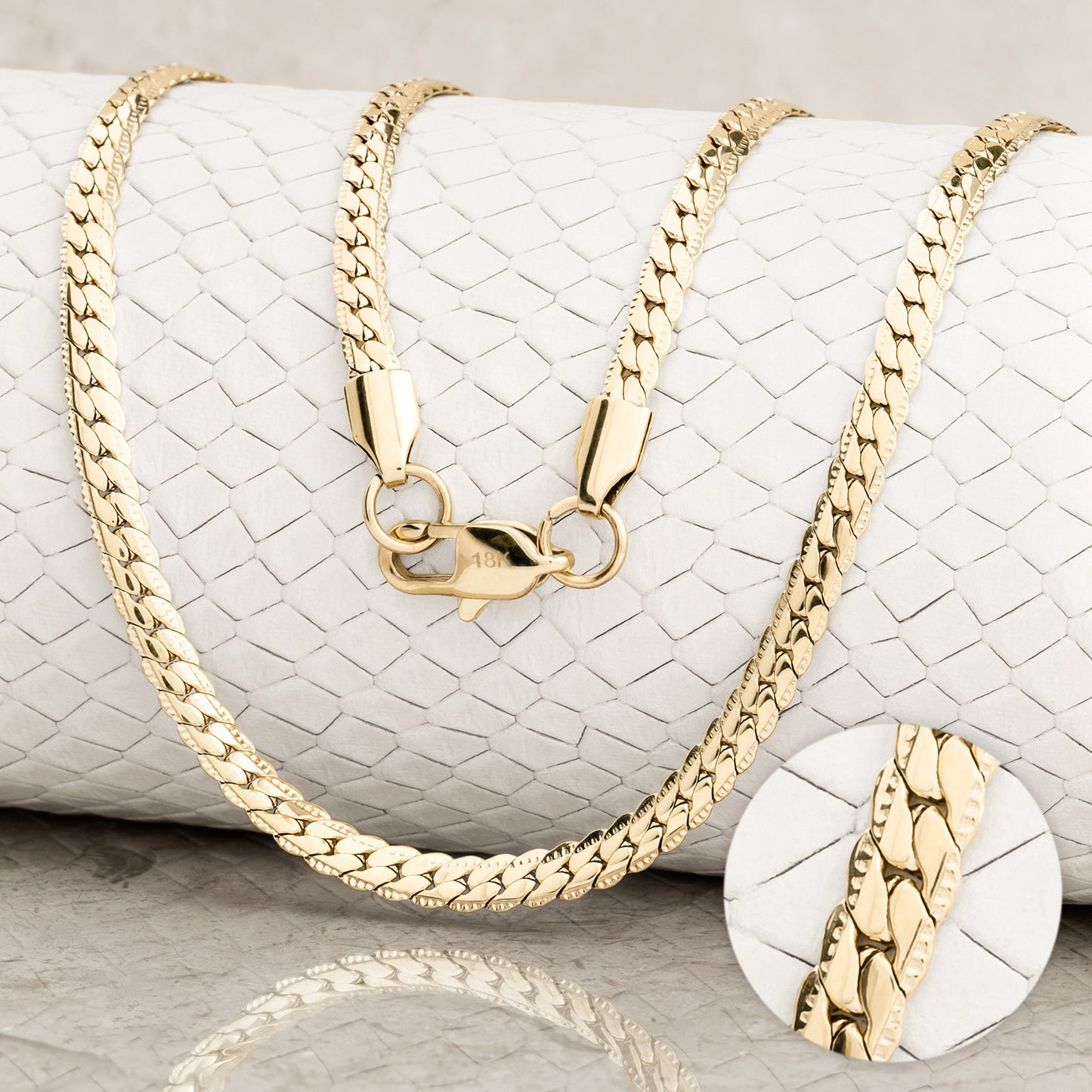 CADENA GRABADA EMIRATOS ORO LA. 18K + CAJA DE LUJO GRATIS + 40% OFF + ENVÍO GRATIS + GARANTÍA VITALICIA